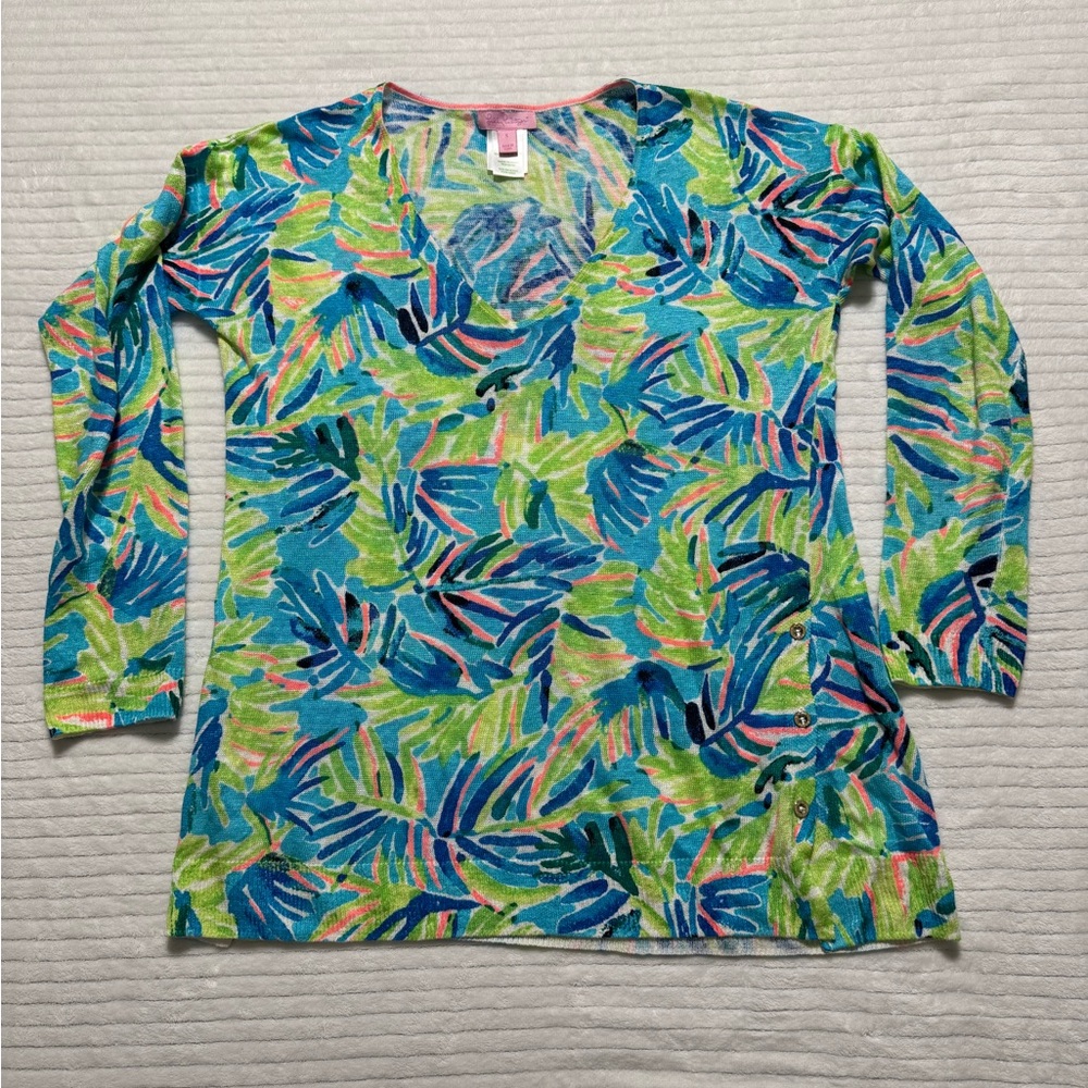 Lilly Pulitzer Blue and Green Long Sleeve Top 100% Line
